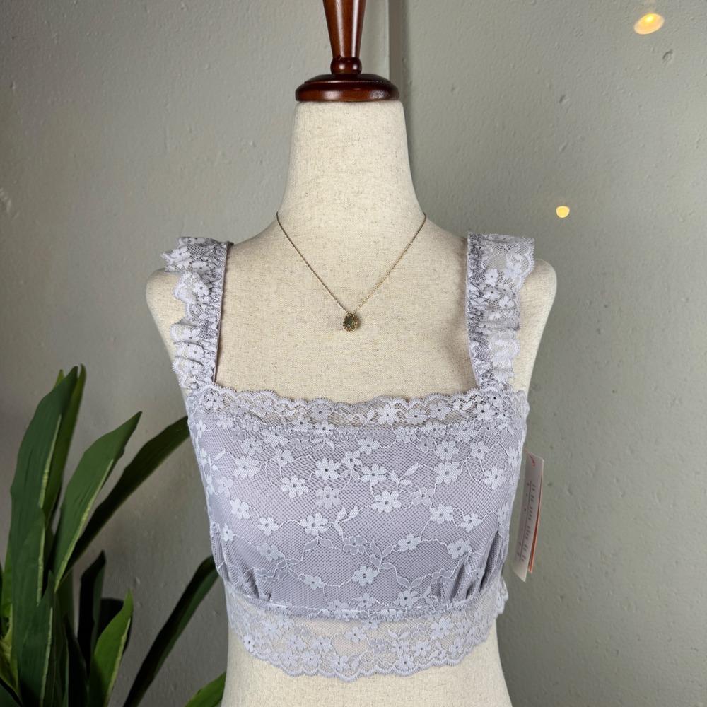 Fairy Coquette Romantic Lavender Colsie Lace Bralette Medium Ruffle Strap NWT
